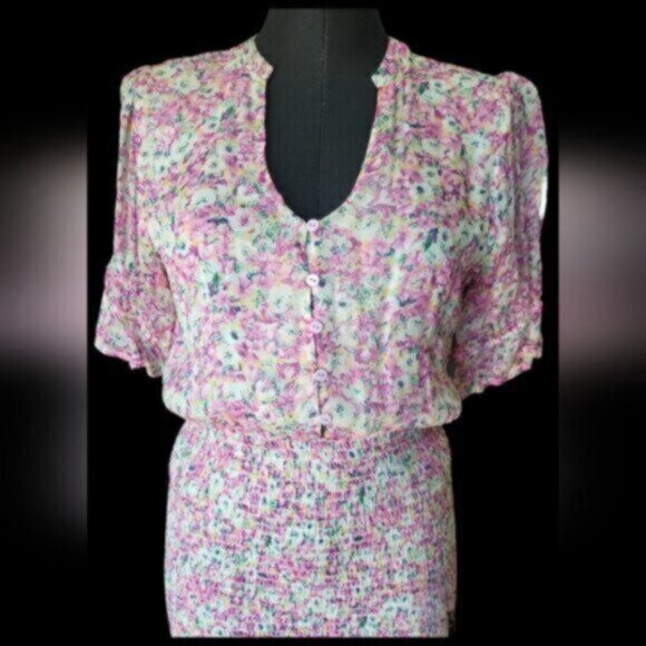 Esqualo Pink Floral Chiffon Dress NWT Sz 4 - Picture 4 of 15